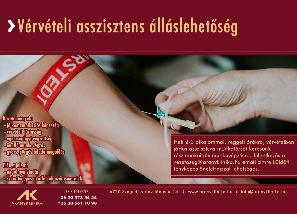 Részmunkaidős vérvételi asszisztens álláslehetőség