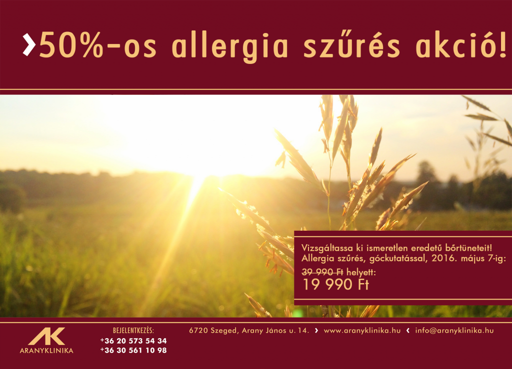 50%-os allergia szűrés akció