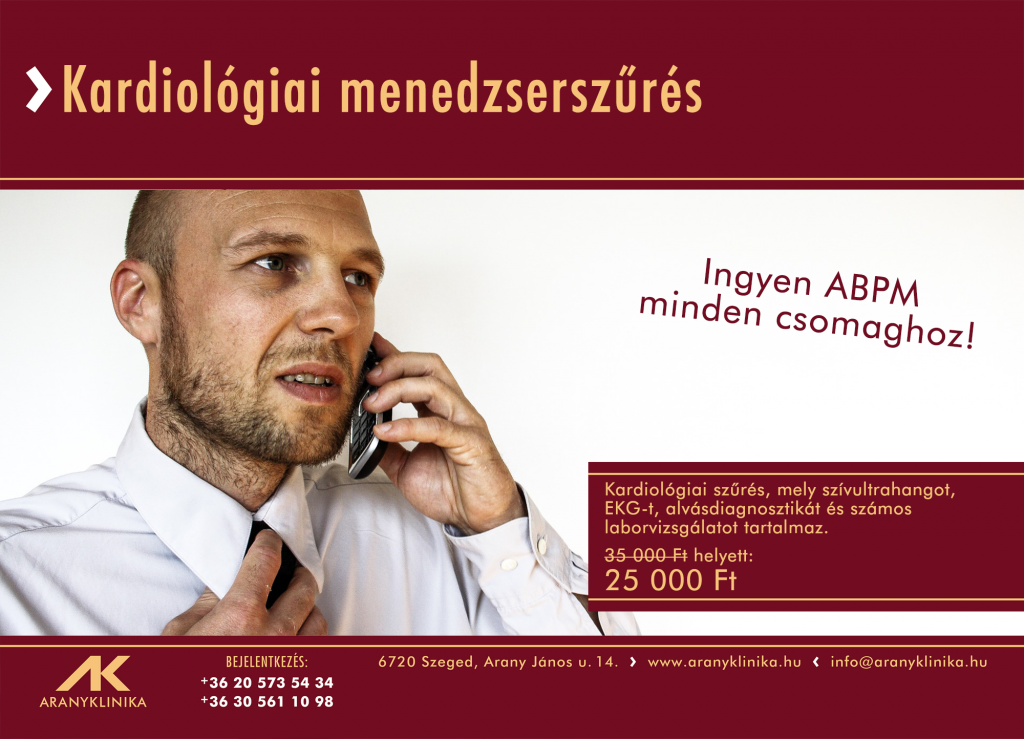 Kardiológiai menedzserszűrés, ingyen ABPM-el!